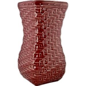 Longaberger Pottery Woven Reflections Small Vase Paprika Red 8"